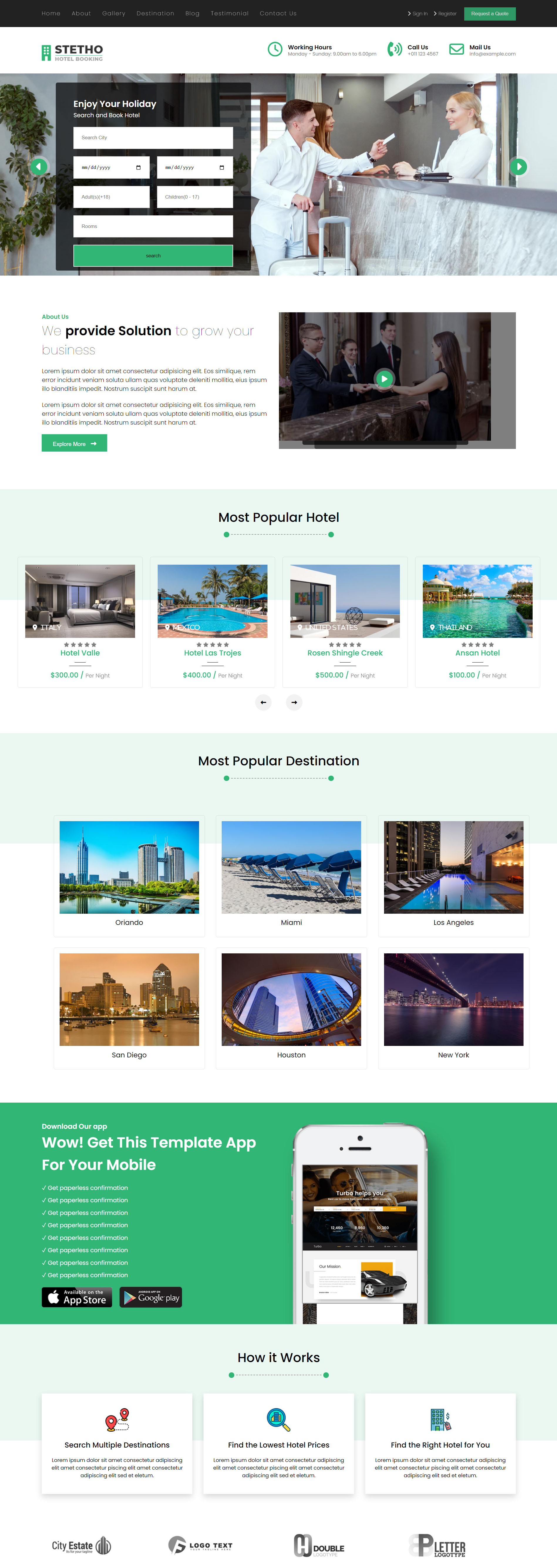Stetho Hotel Booking Website